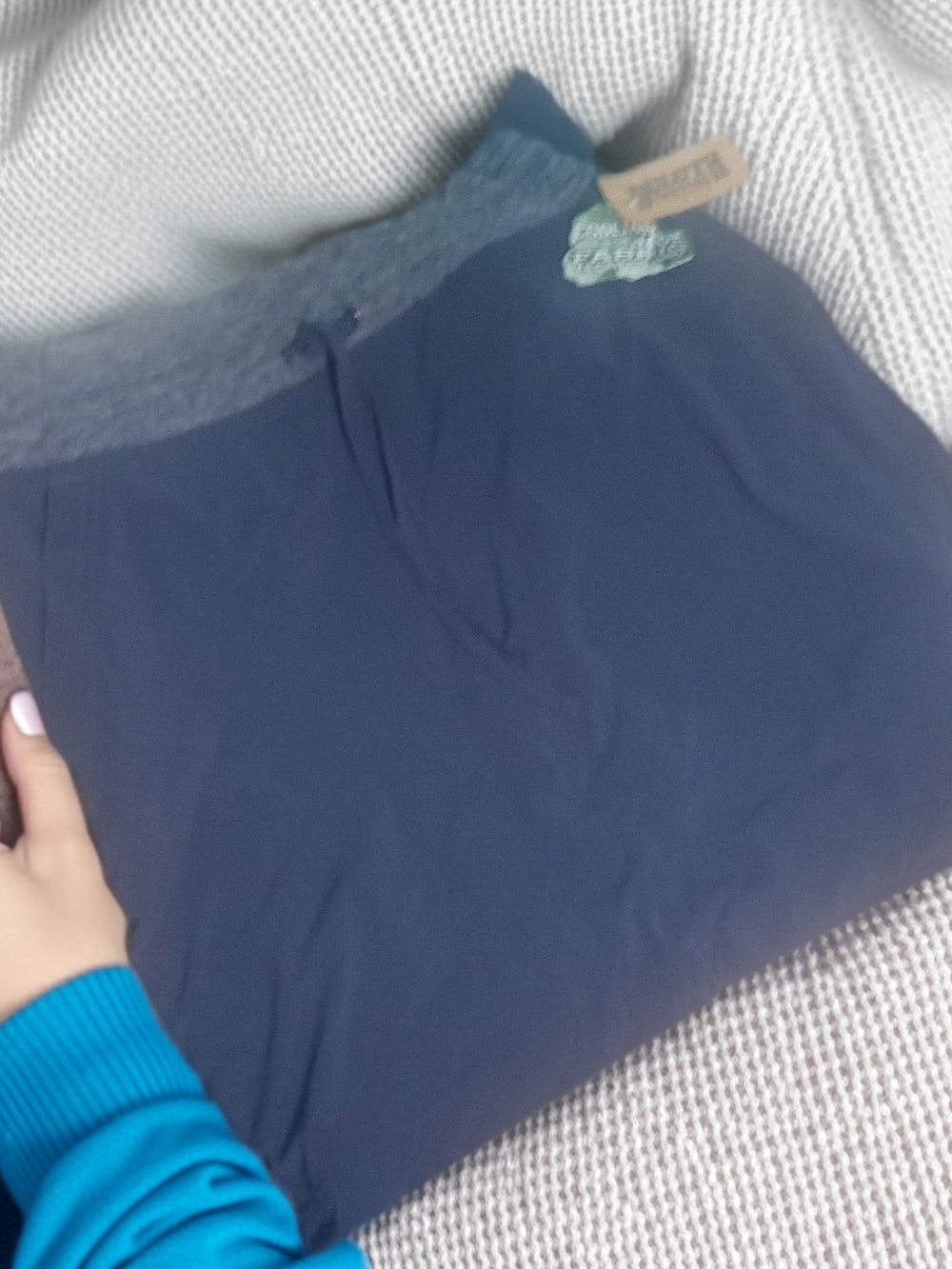 Duluth Trading Co Navy Midi Skirt with Gray Waistband